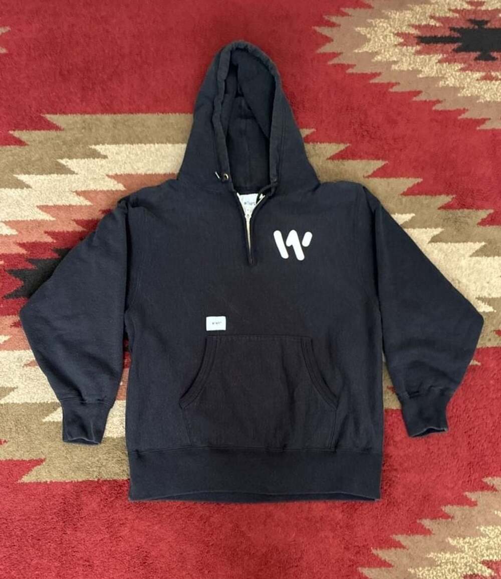 WTAPS 1/4 Zip Pullover Hoodie with Graphic Logo